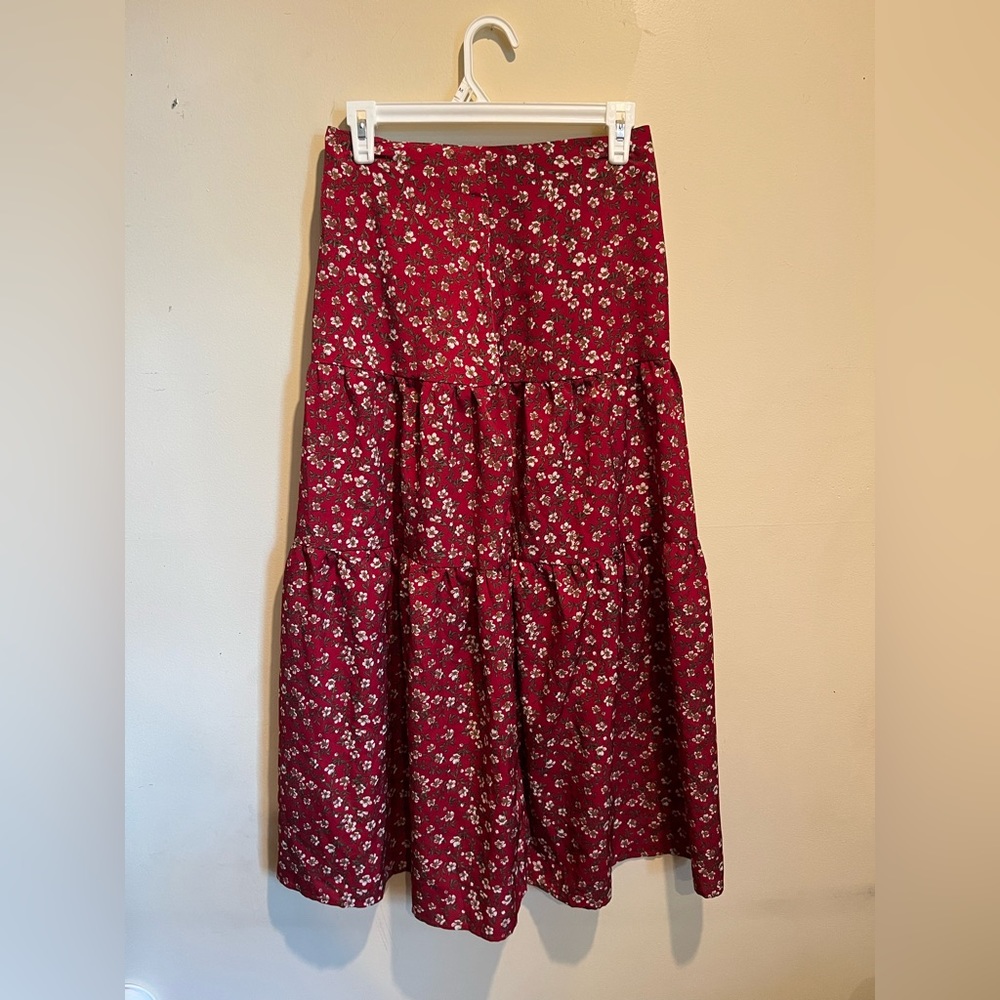 SHEIN LONG RED SKIRT WITH SLIT